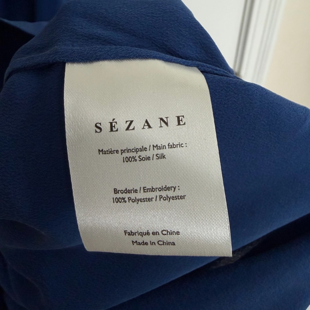 Sézane Chlo Navy Blue Ruffled Women's Top - Picture 3 of 4
